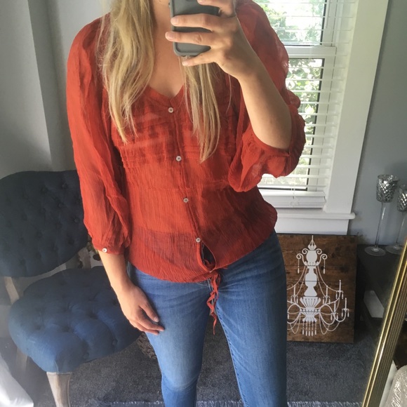 Kimchi Blue Tops - 4/$25 Kimchi Blue rust orange chiffon blouse